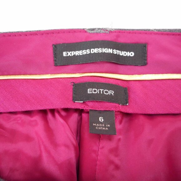 Express Design Studio Womens size 6 Editor Gray Wool Blend Dress Pants Pinstripe - Picture 7 of 12